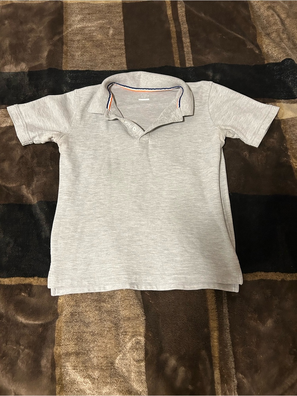 White House Black Market Kids Heather Gray Short Sleeve Polo with Contrast Trim